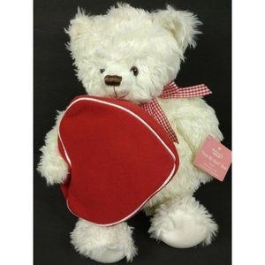 Hallmark "From My Heart" White 14" Valentines Day Bear Plush/Heart Gift Zip Bag